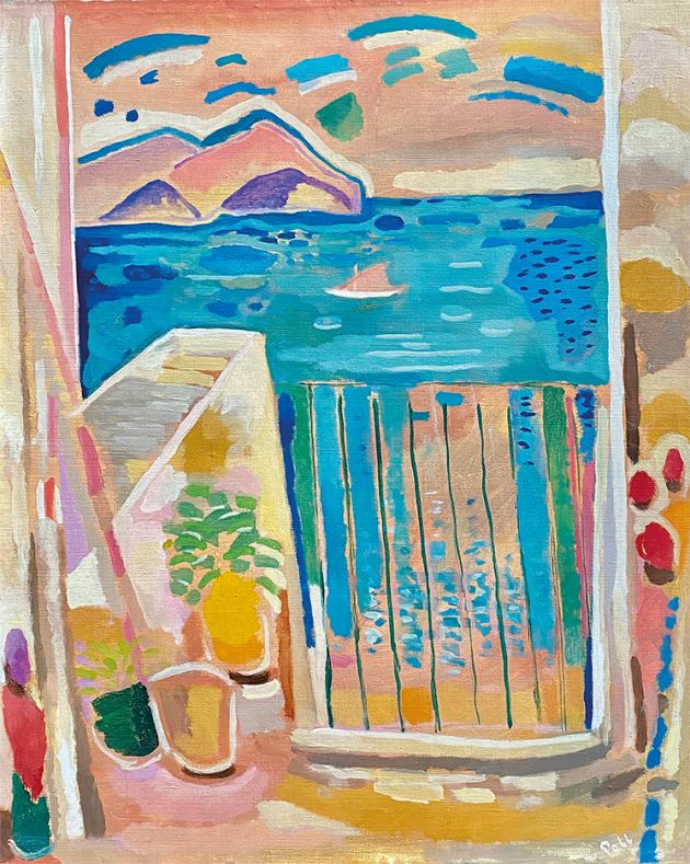 Hermann Poll | Terrasse | 1950er Jahre | Öl auf Leinwand | 55 x 45 cm