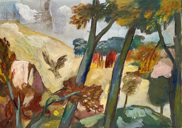 Joseph Mader | Herbstlicher Wald | 1960 | Mischtechnik | 44 x 62 cm