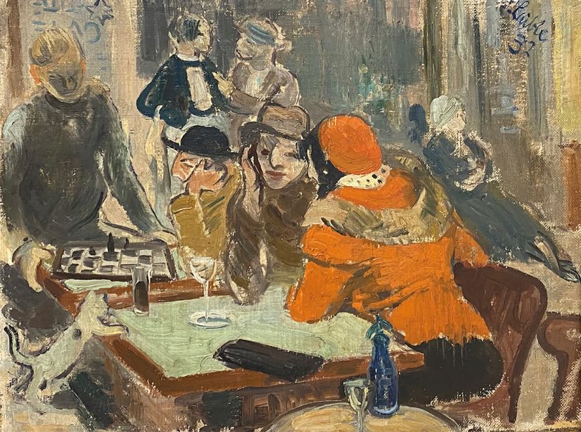 Otto Laible | Parisian Café | 1932 | Oil | 28 x 36 cm