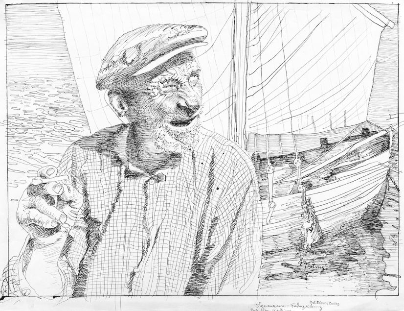 Edmund Kesting | Sailor | 1932 | ink | signed, dated and tilted | 50 x 69 cm