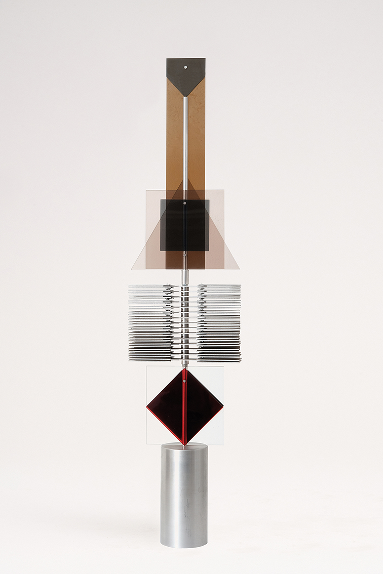 Wolfram Beck | Assemblage | 1971 | stainless steel and acrylic | h 93 cm and acrylic on canvas | 1990 | 61 x 51 cm